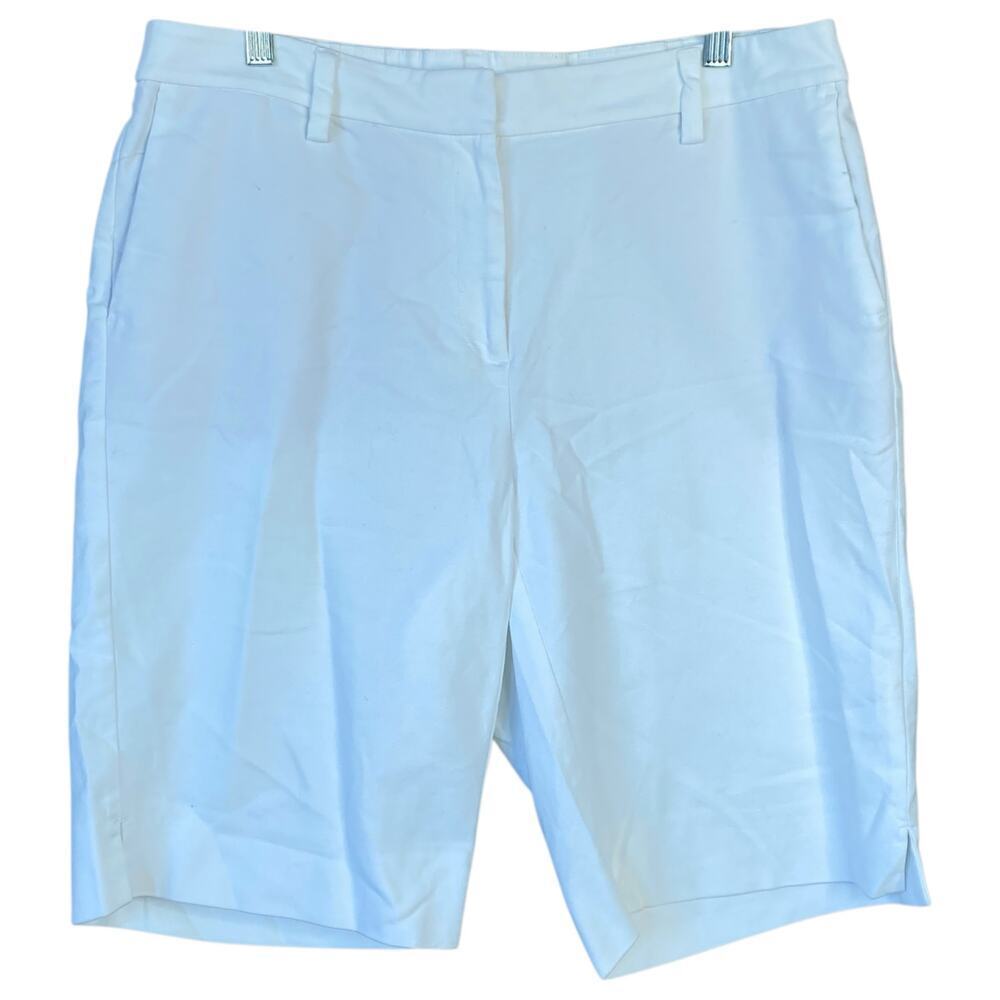 J. JILL Essential Cotton Stretch Shorts White Plus Size 16 Long Inseam Bermuda